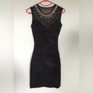 BCBG Camira Black Ruched Dress M